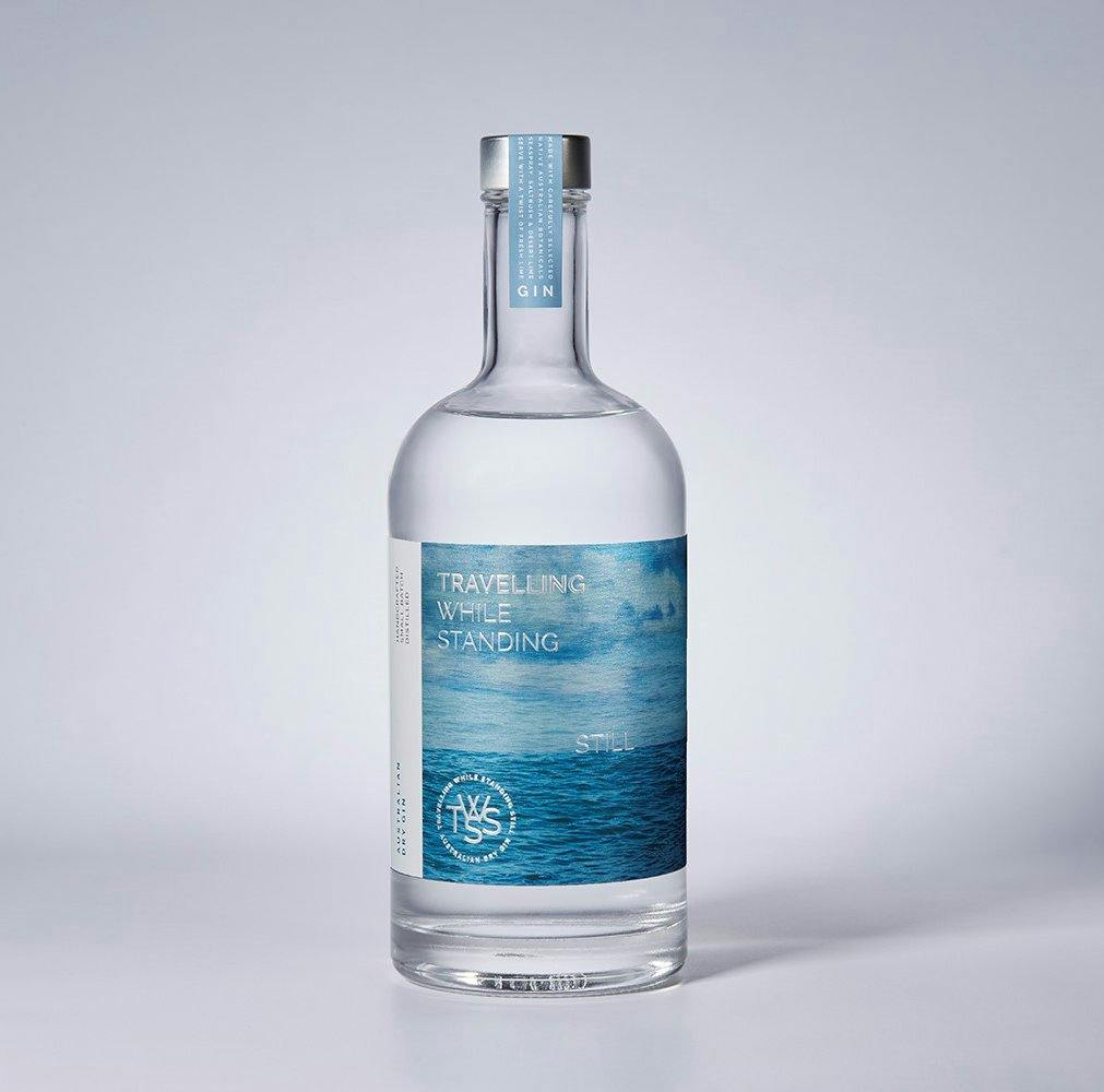 Image of Pearl label stock creates movement for Travelling While Standing Still Gin