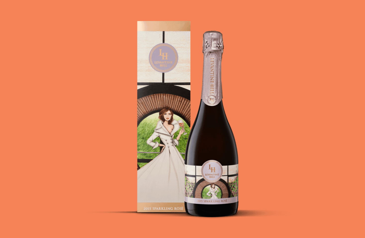 Image of Etichetta e confezione regalo stampate in digitale per uno spumante Rosè di lusso